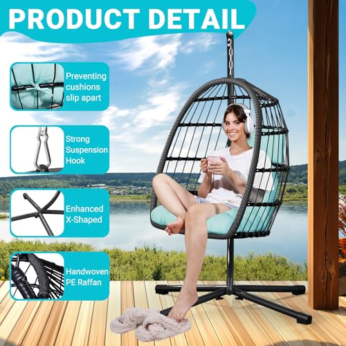 Egg Chair with Stand Rattan Wicker Hanging Swing Hammock Chair H8728