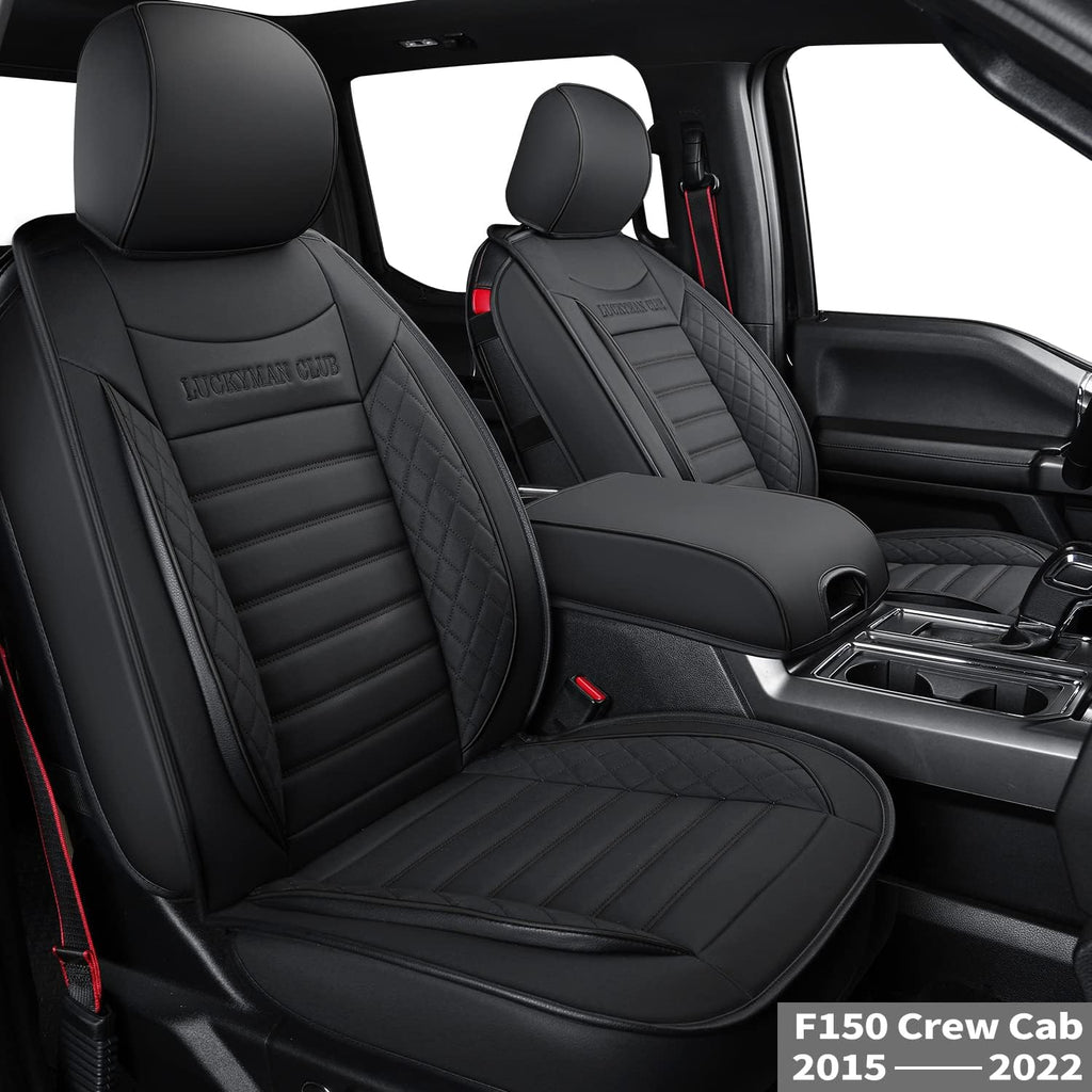 F150 Crew Cab Faux Leather Seat Covers Black & Red O6118