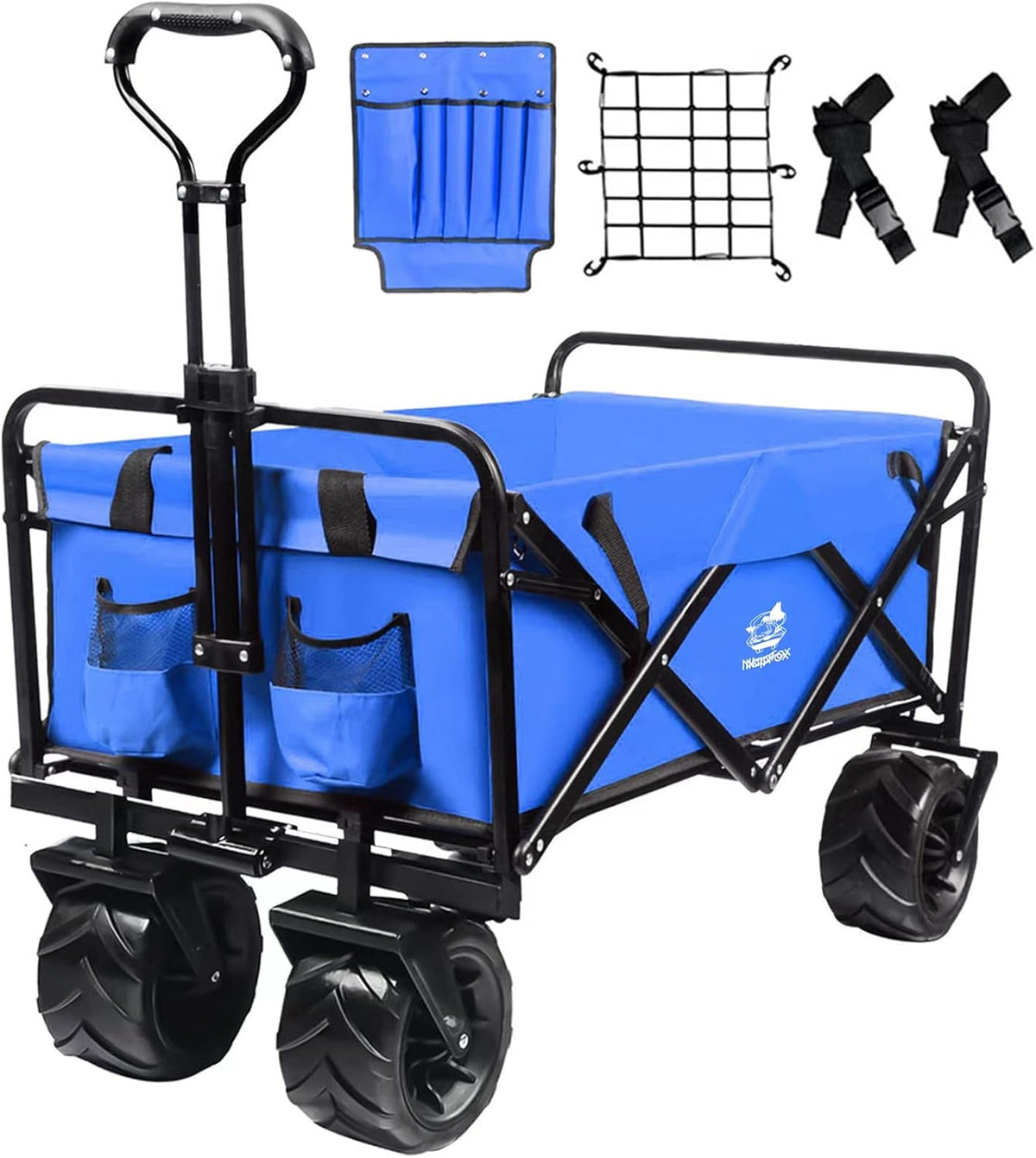 Heavy Duty Foldable Beach Cart with All-Terrain Wheels and Cargo Net L159145