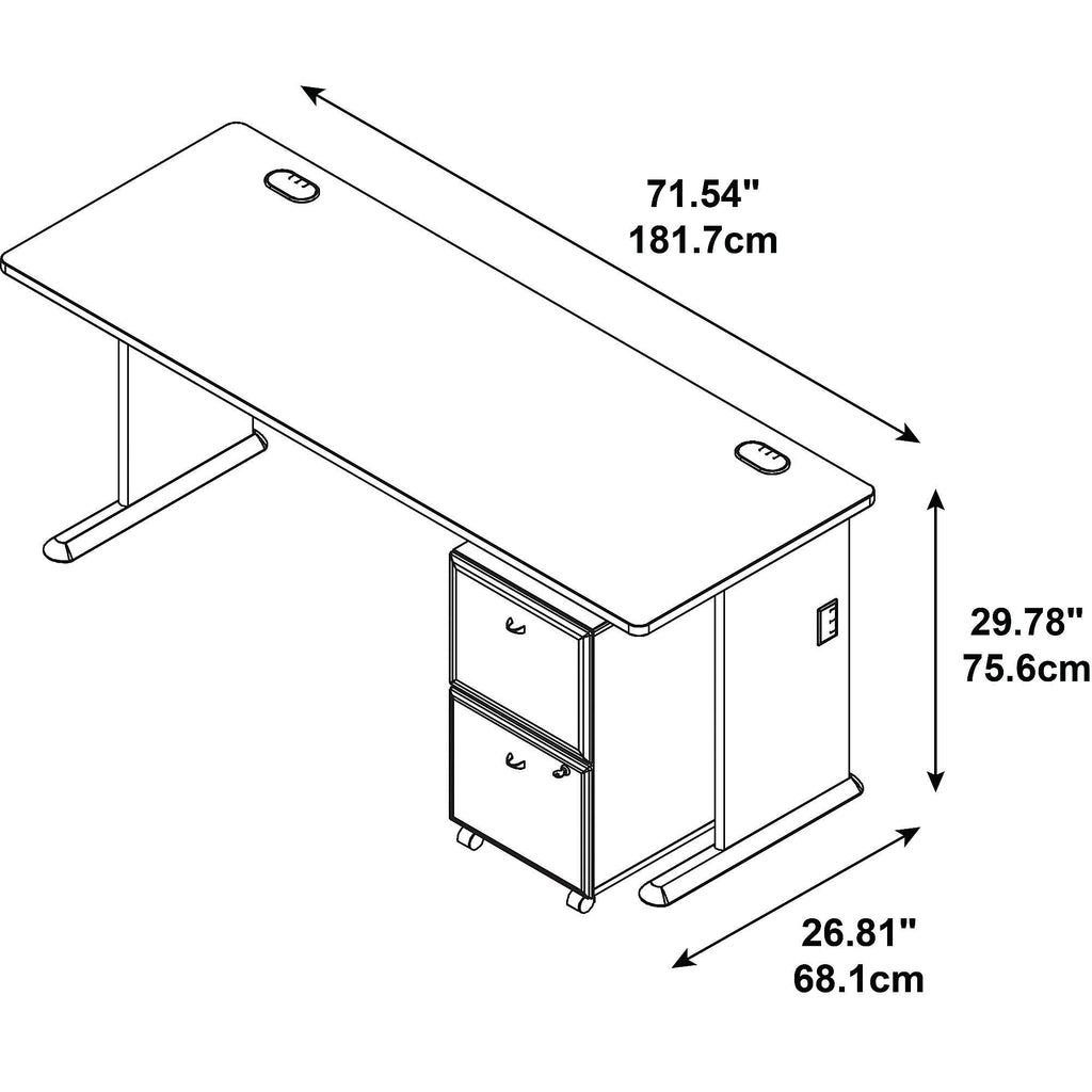 Desk with 2 Drawer Mobile Pedestal U763