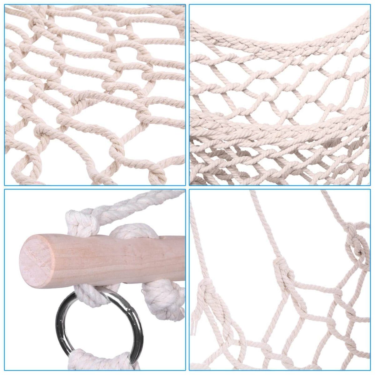 Cotton Rope Hammock Chair with Wood Stretcher O393