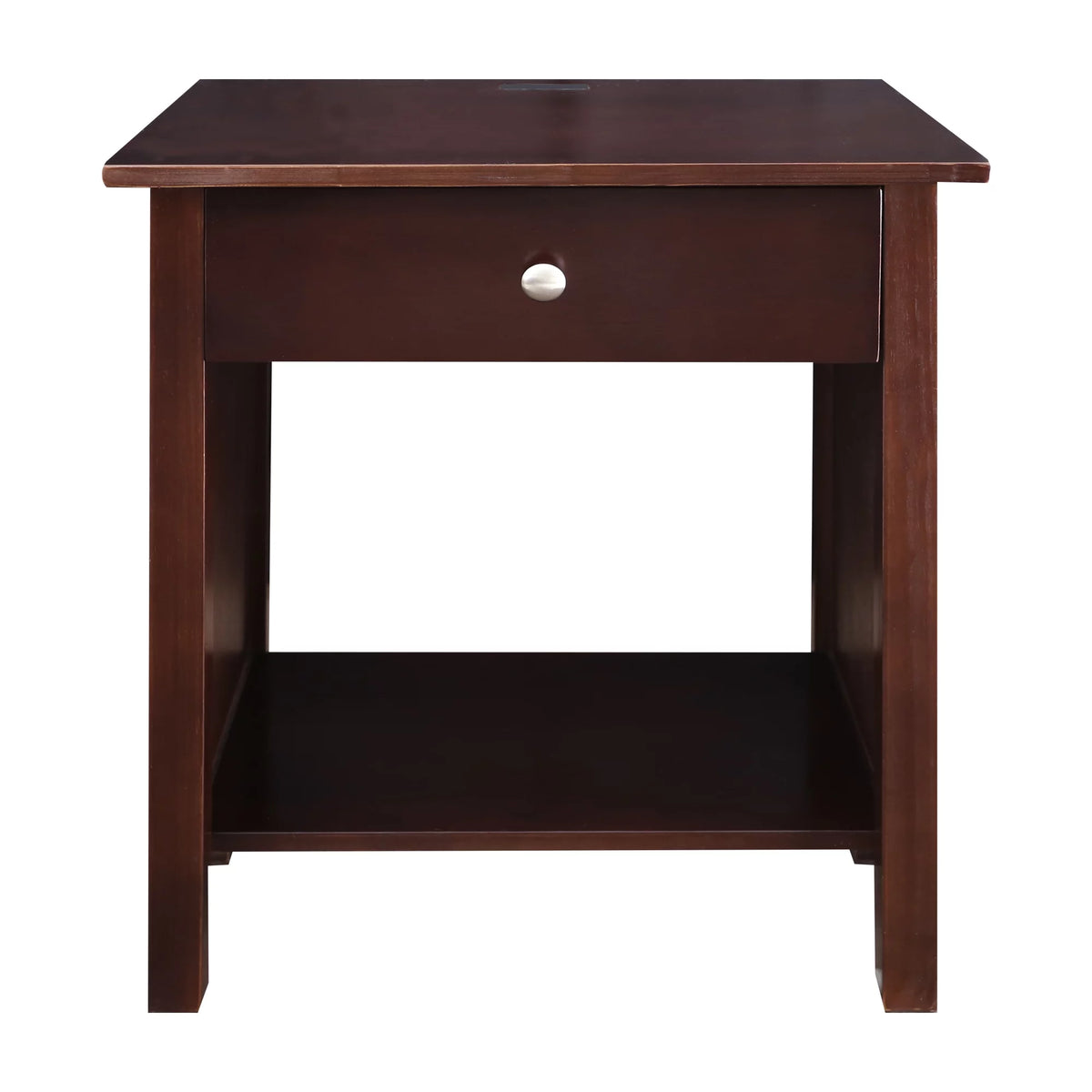 Espresso Wooden Nightstand with USB Ports and One Drawer I6892