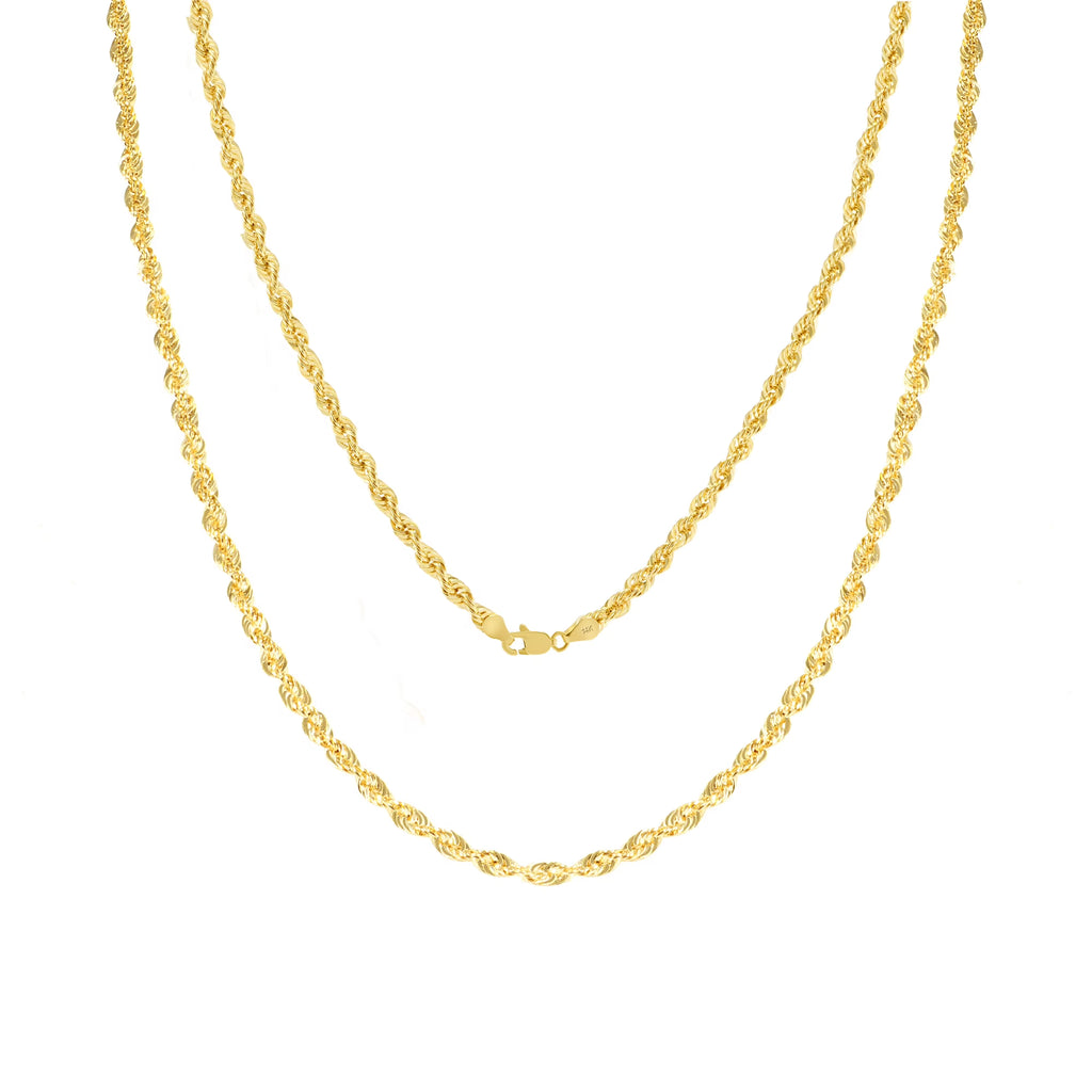 14k Yellow Gold 2.5mm Rope Chain Necklace L193854
