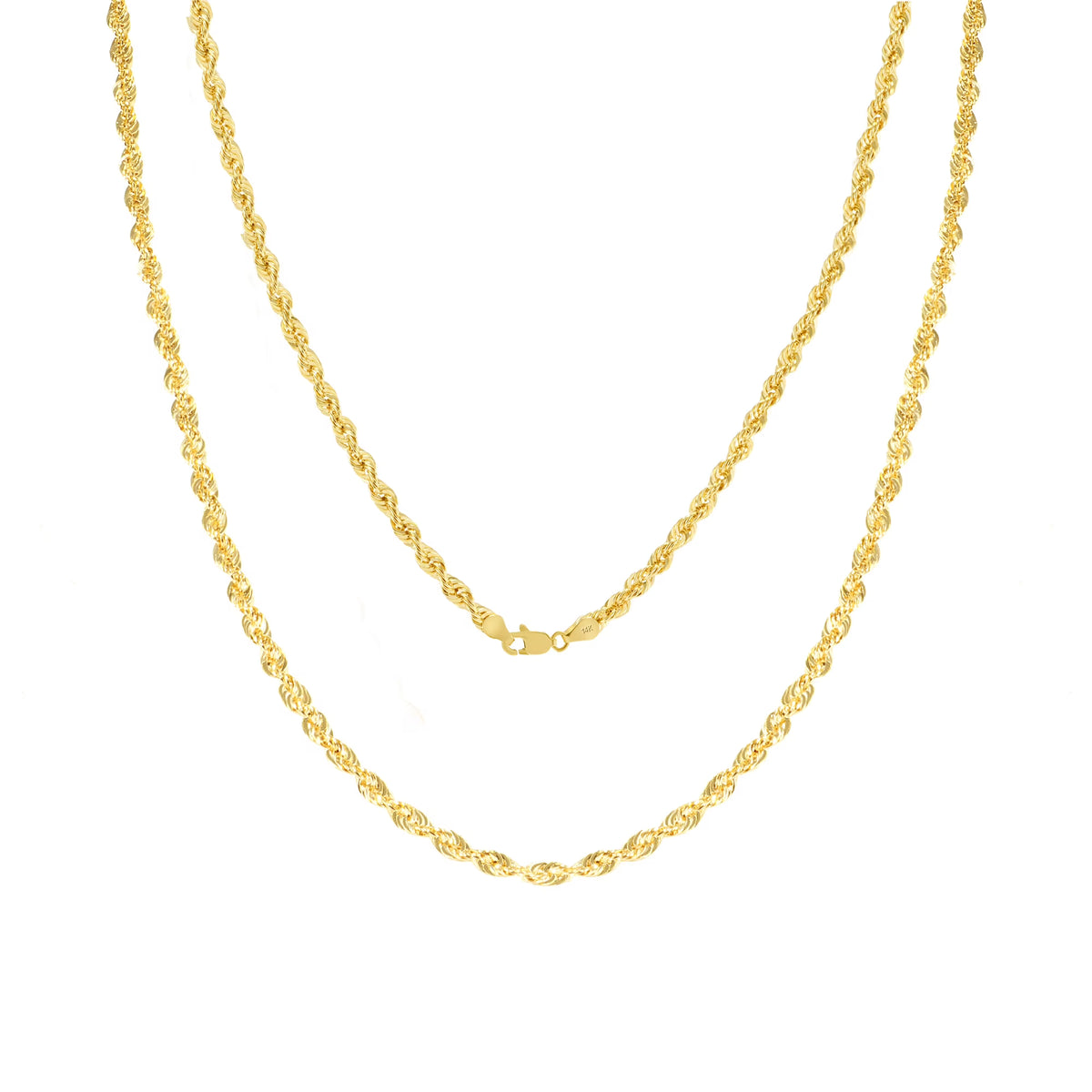 14k Yellow Gold 2.5mm Rope Chain Necklace L193854