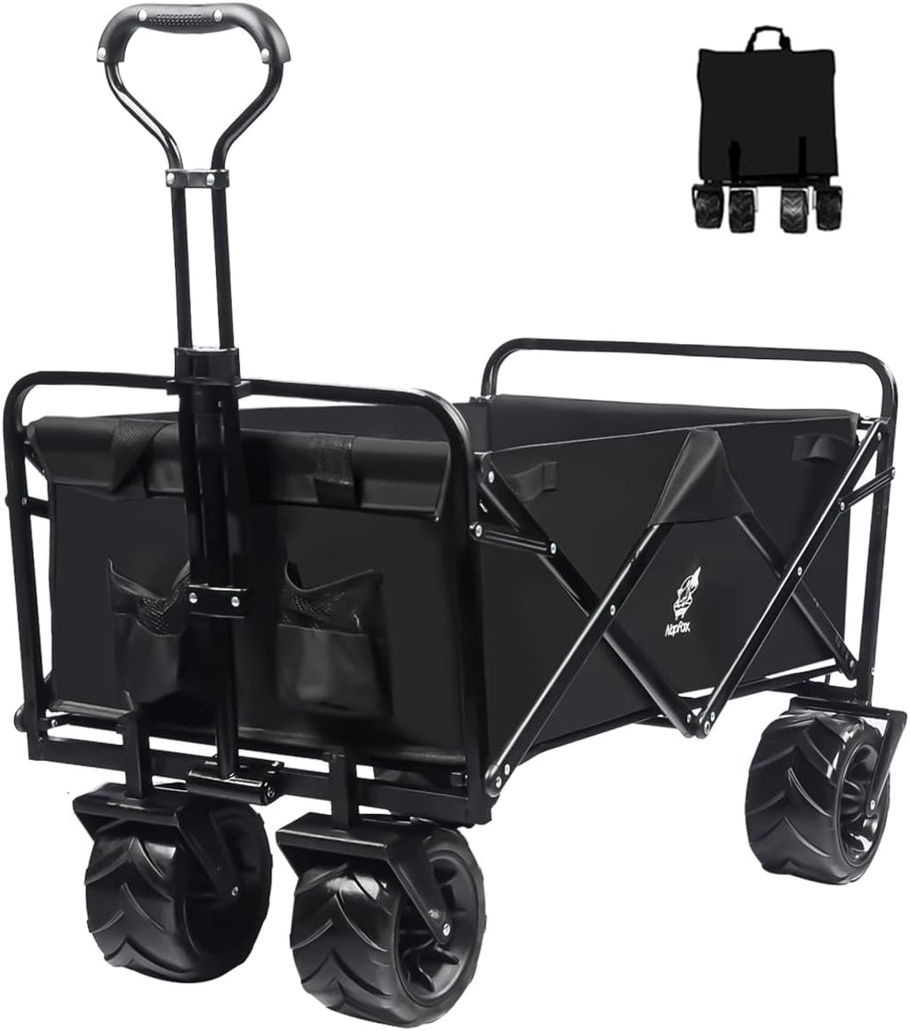 Heavy Duty Foldable Beach Cart with All-Terrain Wheels and Cargo Net L159145