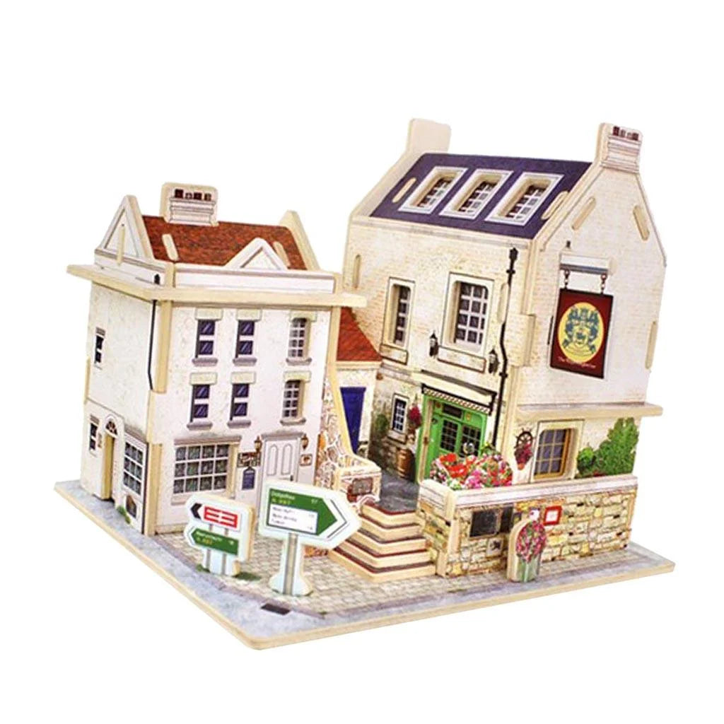Britain Bar Pub Life Scene 3D Wooden Dollhouse Miniature With Furniture L94901