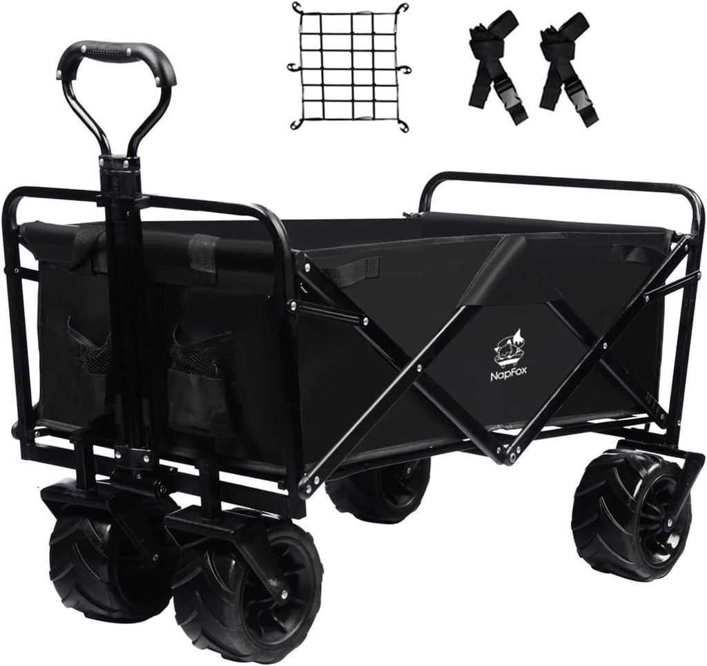 Heavy Duty Foldable Beach Cart with All-Terrain Wheels and Cargo Net L159145