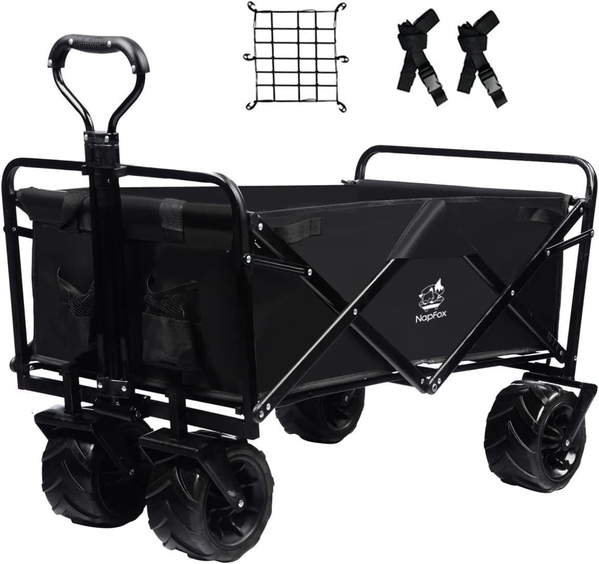 Heavy Duty Foldable Beach Cart with All-Terrain Wheels and Cargo Net L159145