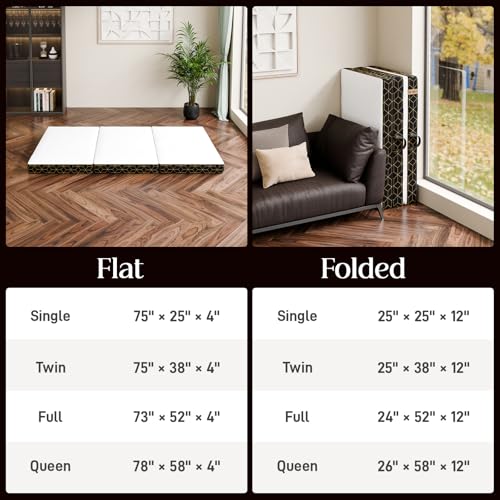 6 Inch Queen Memory Foam Tri-Fold Mattress with Washable Cover M257752