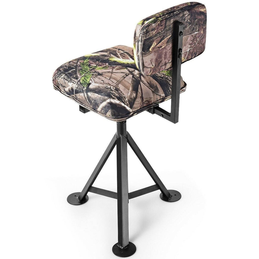 Camouflage Swivel Hunting Tripod Blind Stool with Detachable Backrest S8929