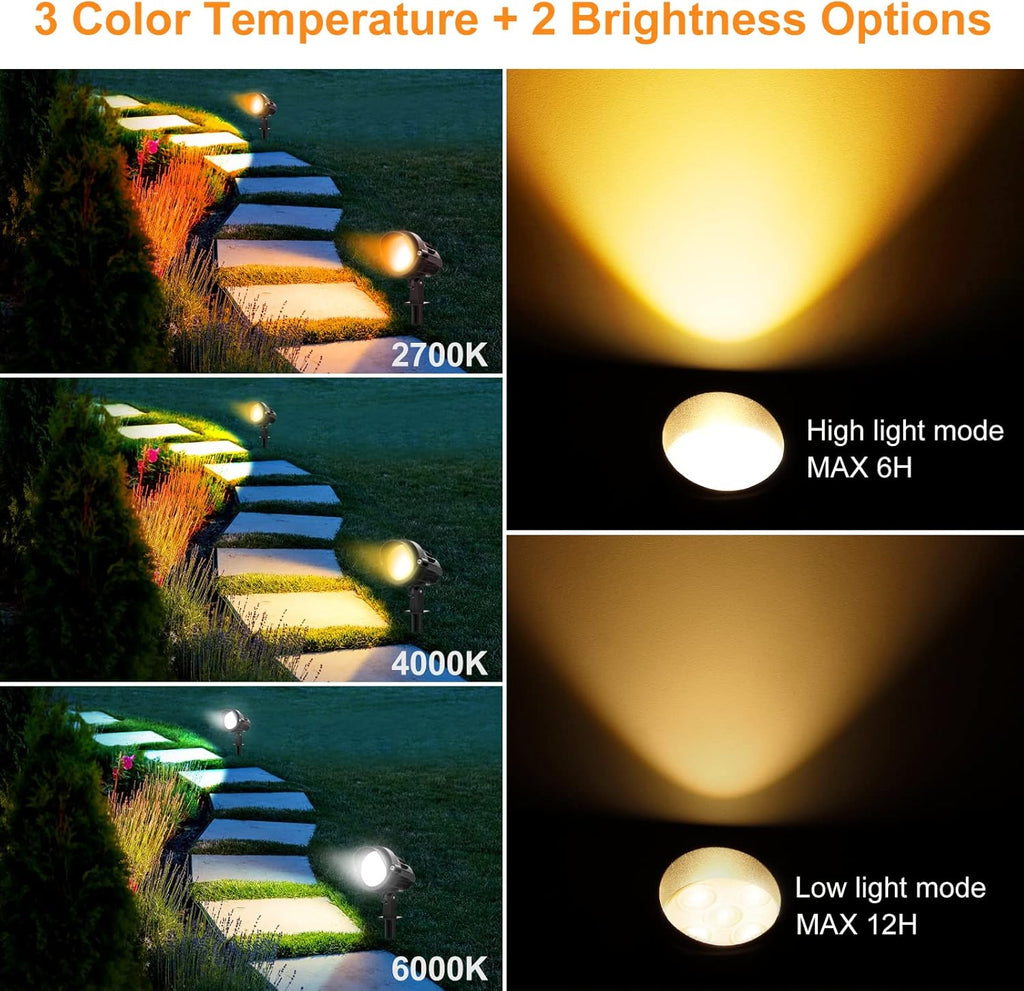 4-in-1 Solar Landscape Lights, IP66 Waterproof, 2700K/4000K/6000K L9034
