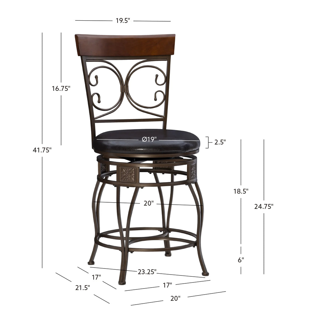 Dark Bronze Metal Counter Stool with Swivel W802
