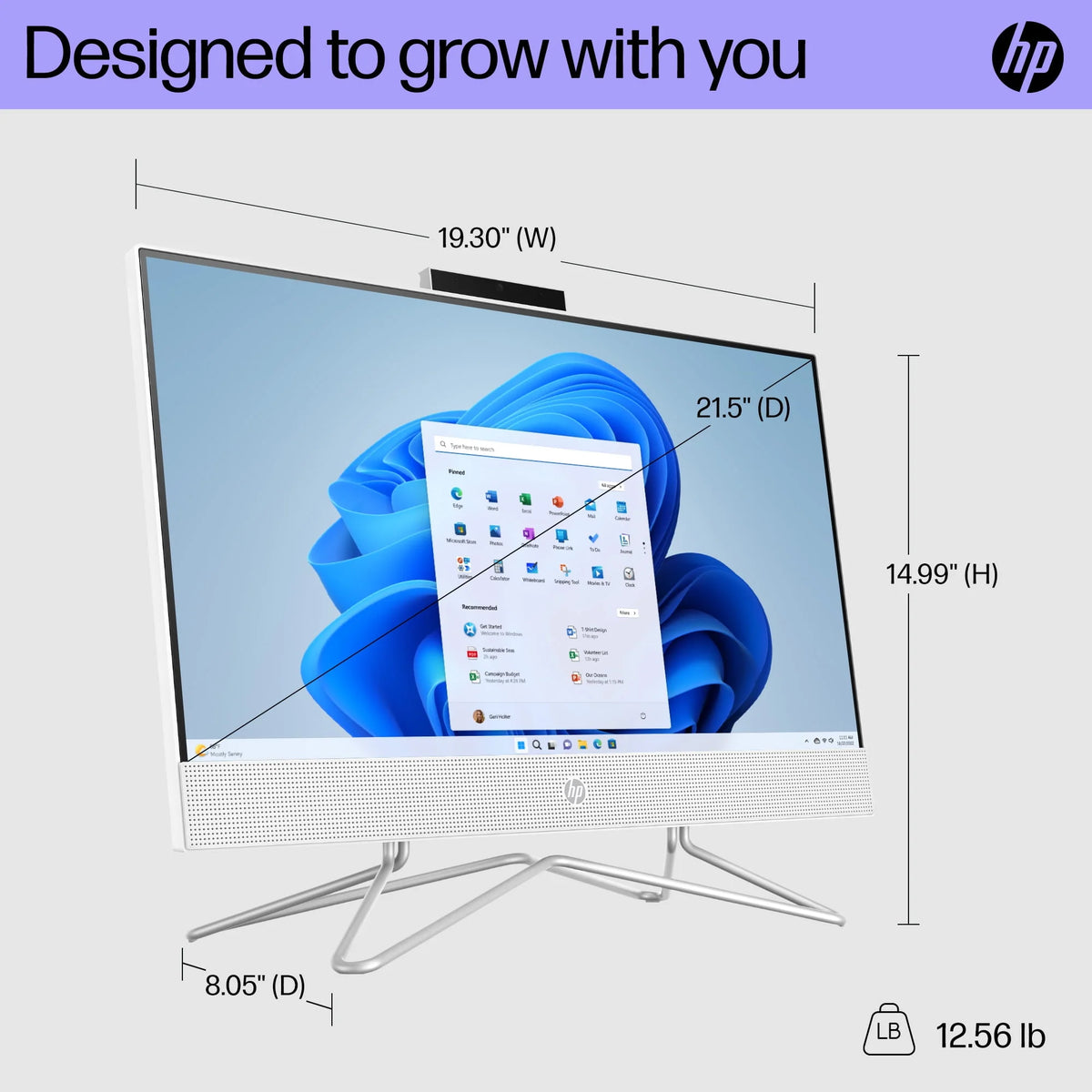 21.5 All-in-One PC, Intel Pentium, 8GB Memory, 128GB SSD, Windows 11 Home, White P604