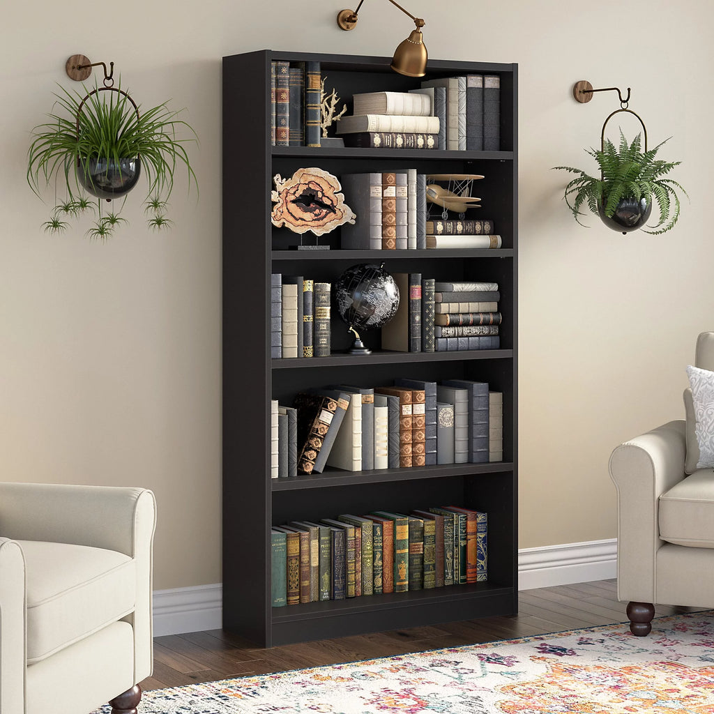 5 Shelf Classic Black Bookcase M9628