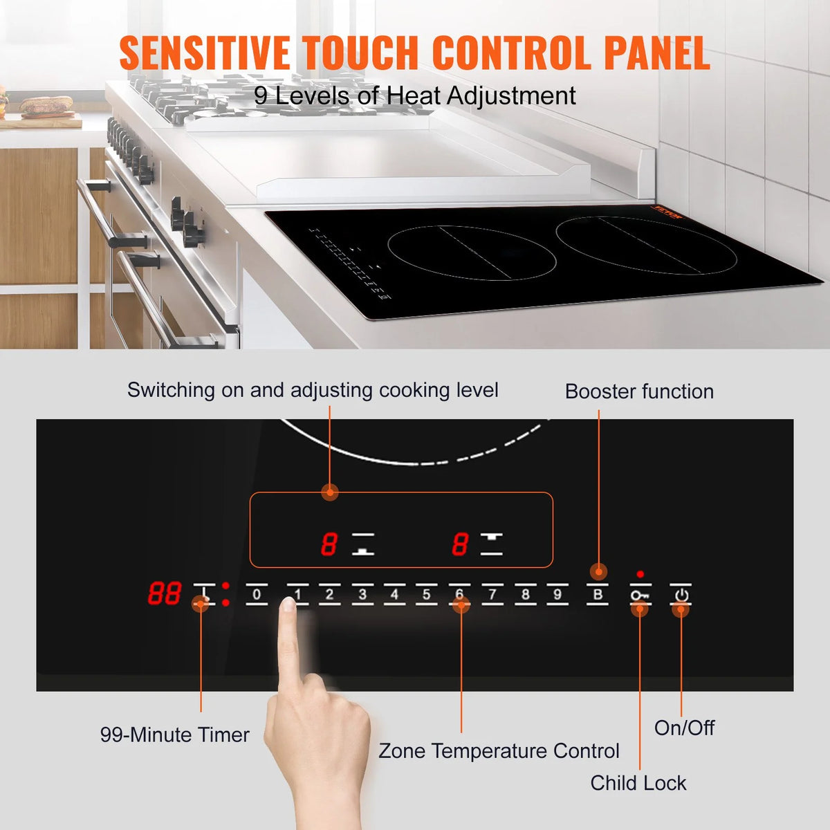 12'' 2 Burner Electric Induction Cooktop A3468