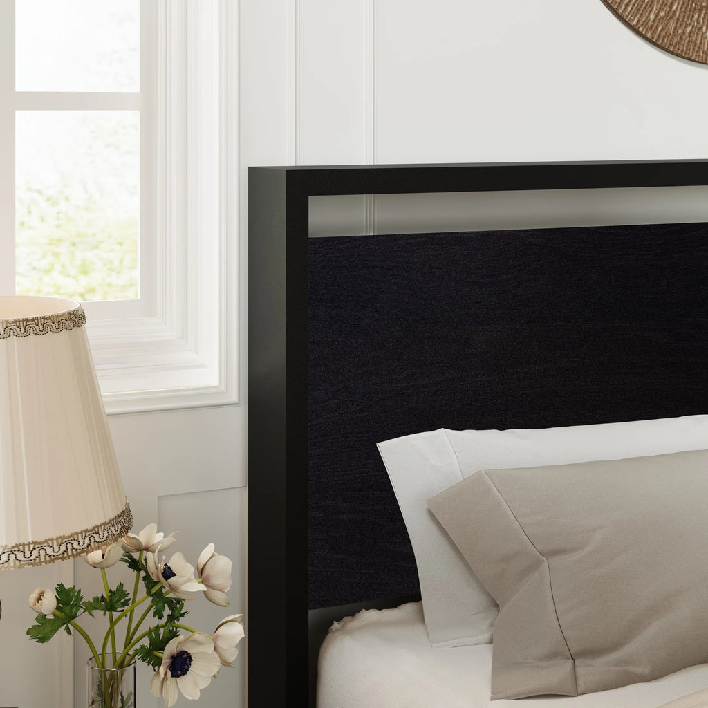 Walnut King Size Platform Bed Frame with Wood Headboard Z86209