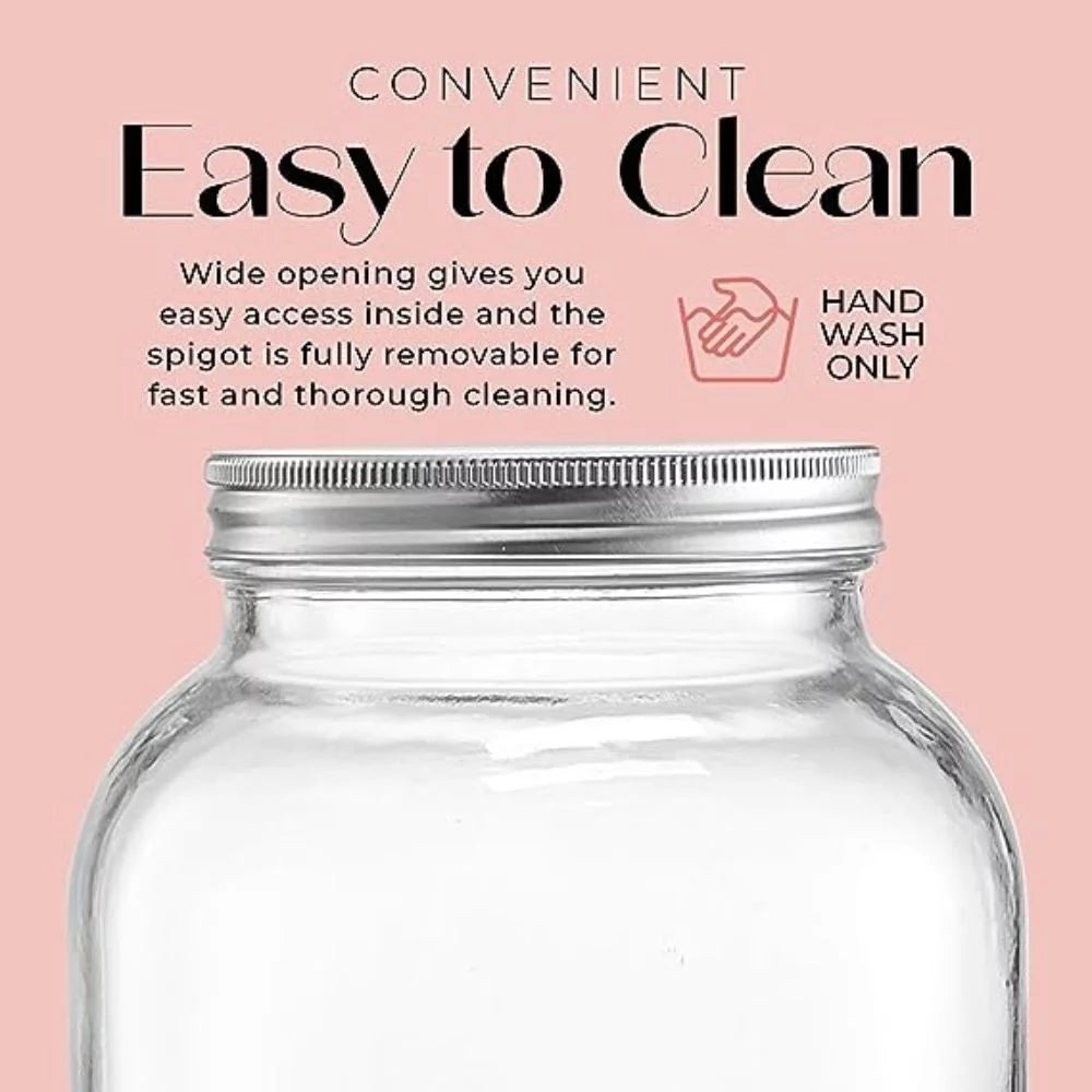 Clear Glass Beverage Dispenser with Spigot and Stand 1 Gallon N9490