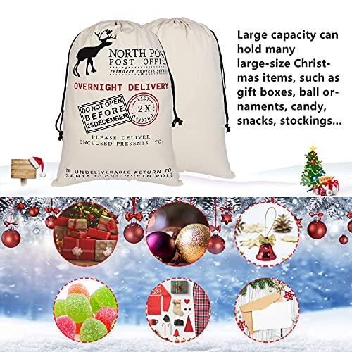 6 Pack Large Canvas Cotton Christmas Bags with Drawstrings Y5568