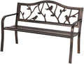 Black Cast Iron Outdoor Bench with Floral Backrest L470