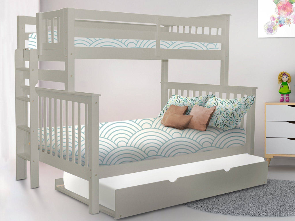 Gray Twin over Full Bunk Beds with End Ladder and Trundle X558861