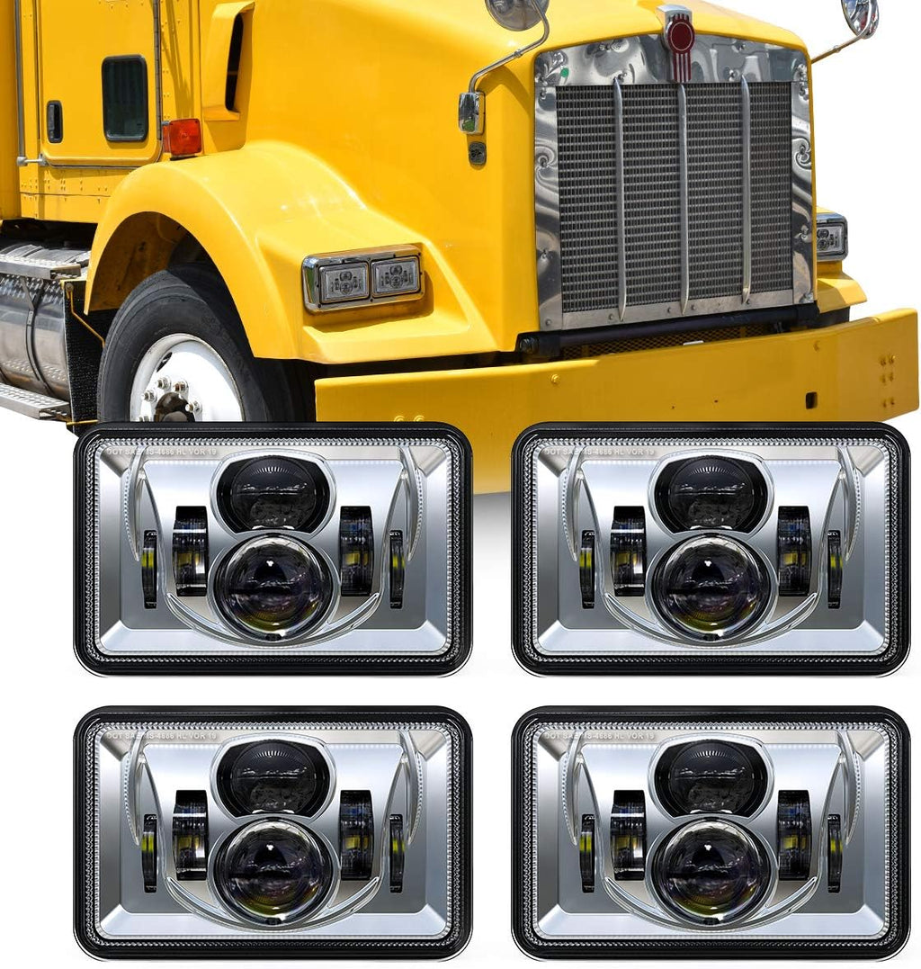 60W 4x6 Inch Chrome LED Headlights 4 PCS G246672