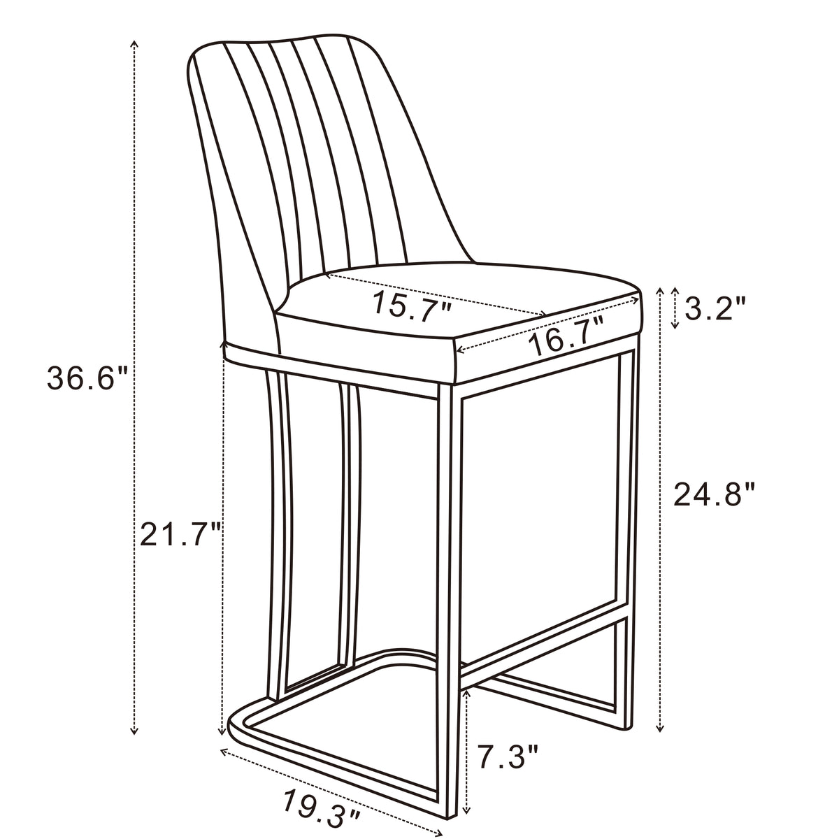 Gray PU Leather Bar Stool with Backrest, Set of 2 O40174