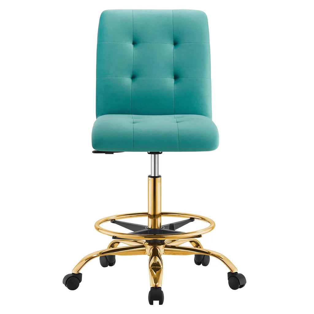Gold Teal Velvet Drafting Chair U626