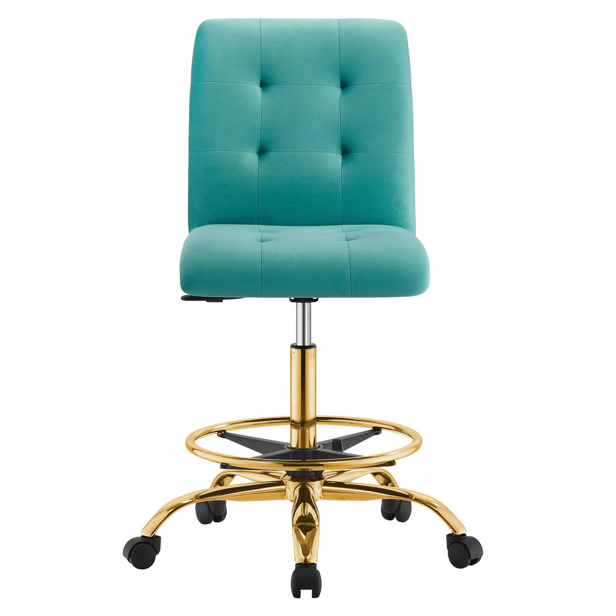 Gold Teal Velvet Drafting Chair U626