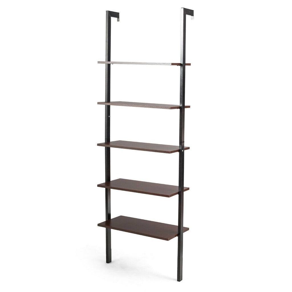 5-Tier Metal Frame Ladder Shelf Brown F71874