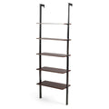5-Tier Metal Frame Ladder Shelf Brown F71874
