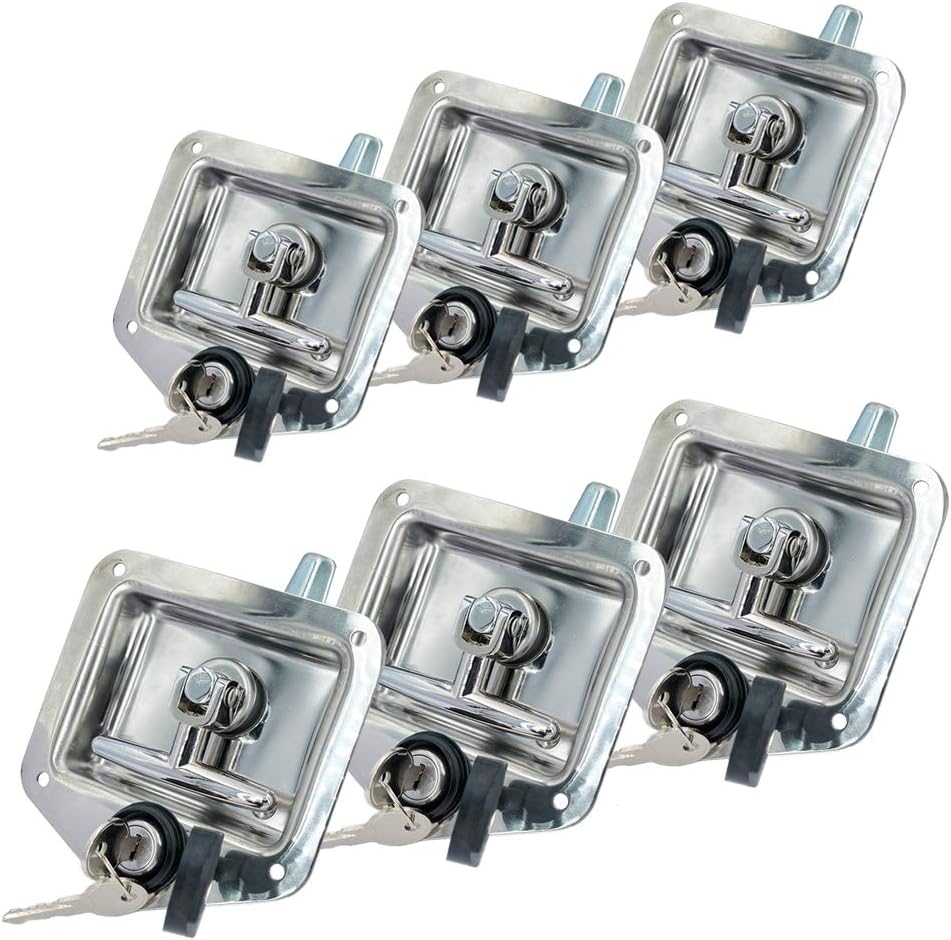Pack of 4 Heavy Duty Stainless Steel T-Handle Toolbox Door Locks with 2 Keys Y882229