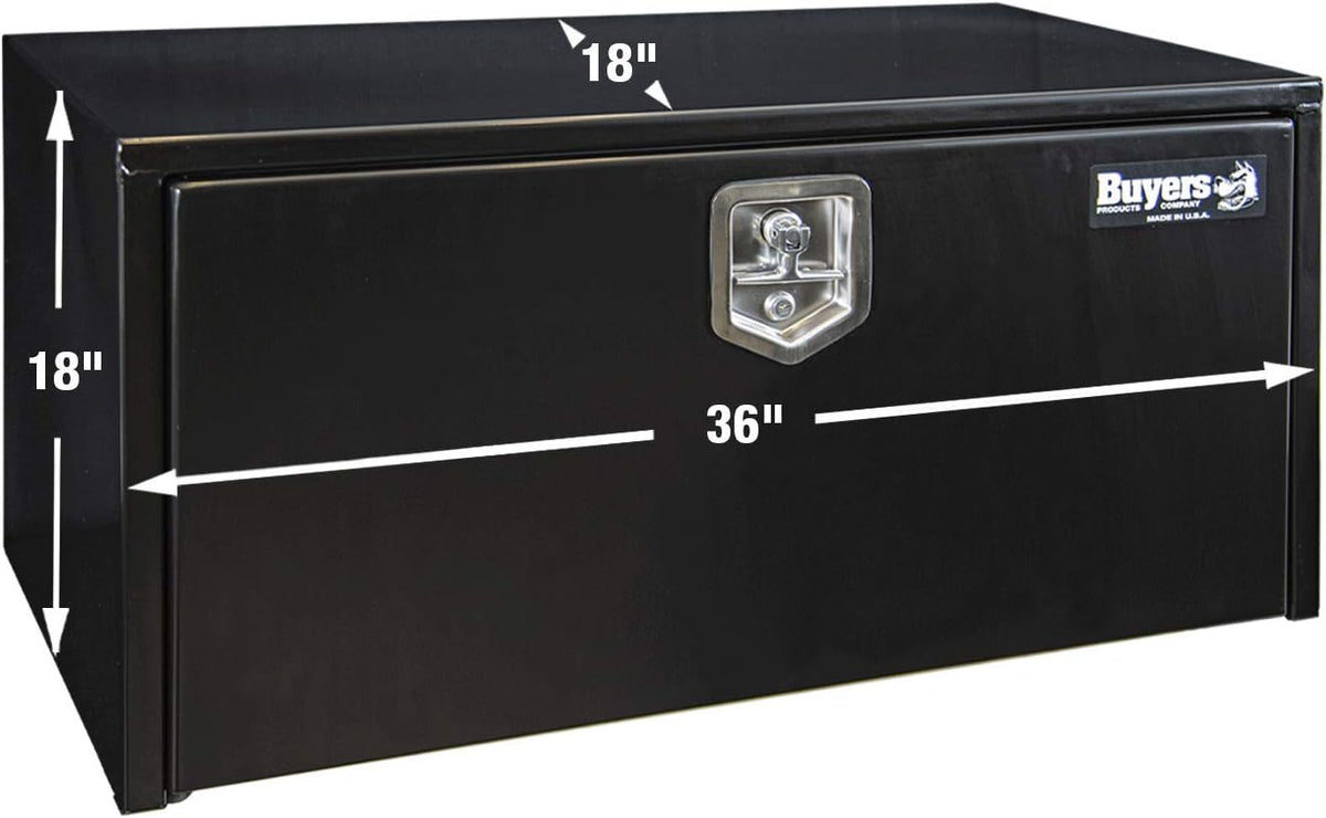 Black Steel Underbody Truck Box with T-Handle Latch, 18 x 18 x 36 Inch Y918025