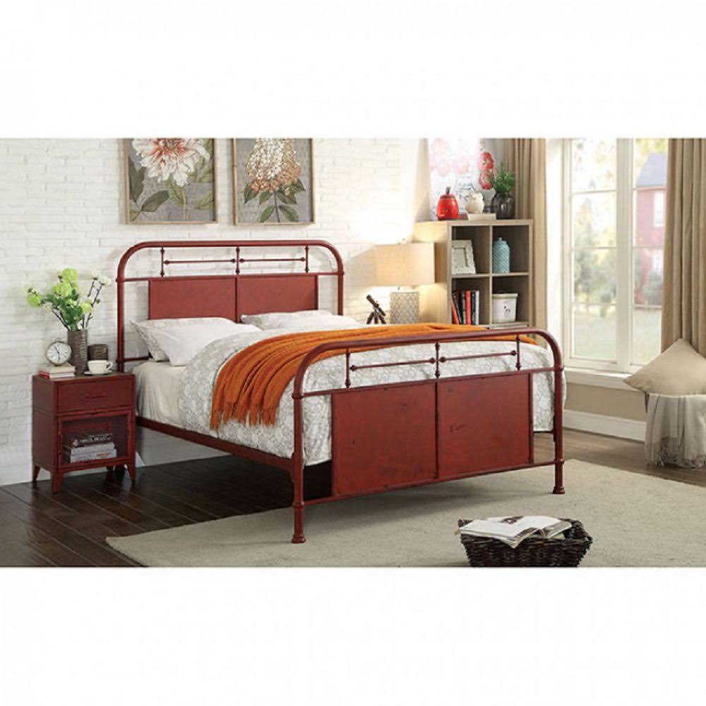 Distressed Red Cal King Bed L493