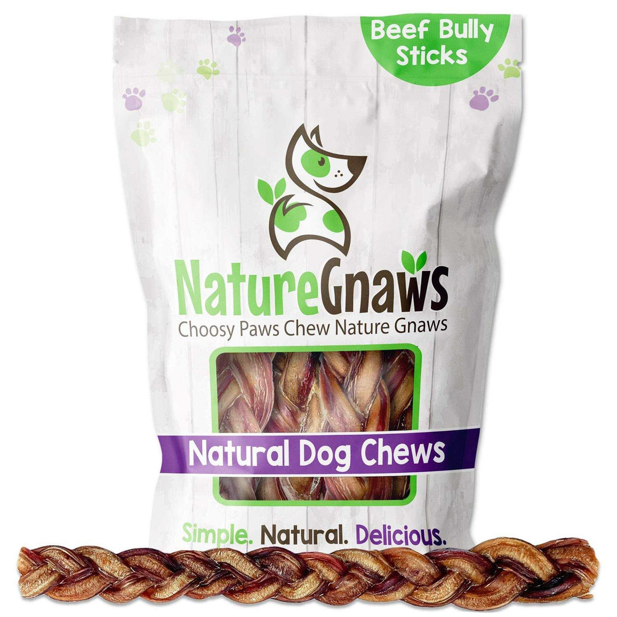 Braided Bully Sticks for Dogs Natural Beef Bones E65570
