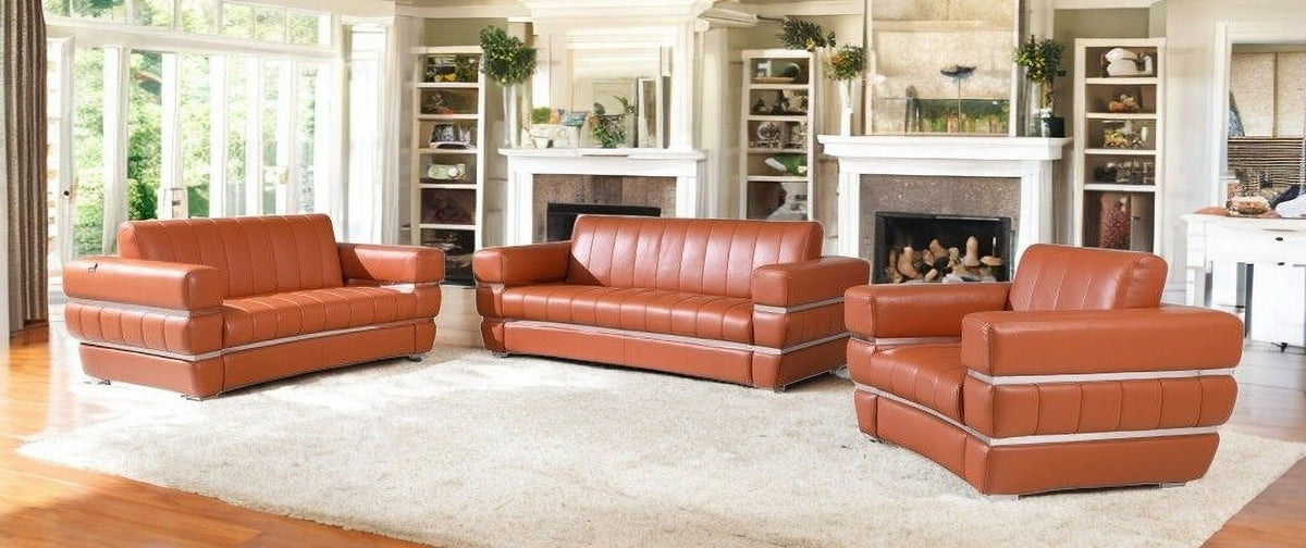 Camel Italian Leather Six Person Seating Set B331503