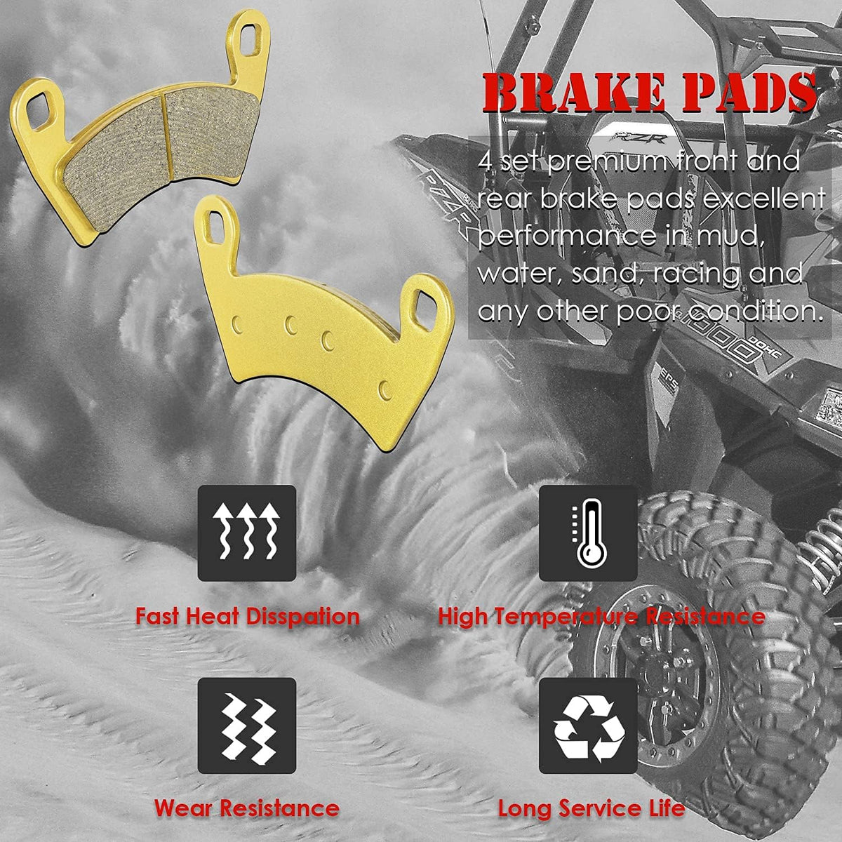 Brake Pads Front and Rear (4 Set) Pack of 2 X384122