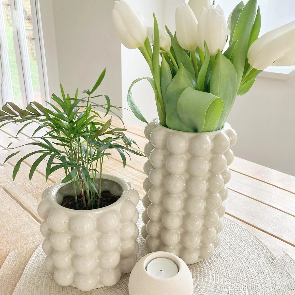 White Ceramic Vases, Set of 2 B596560