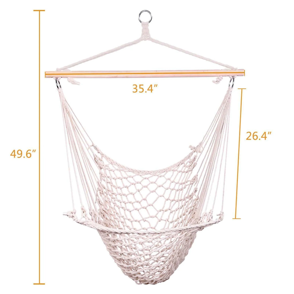 Cotton Rope Hammock Chair with Wood Stretcher O393