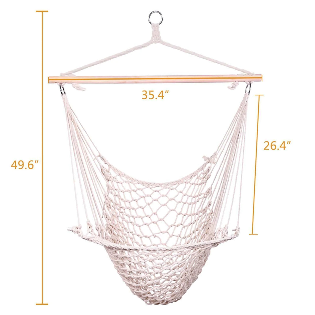 Cotton Rope Hammock Chair with Wood Stretcher O393