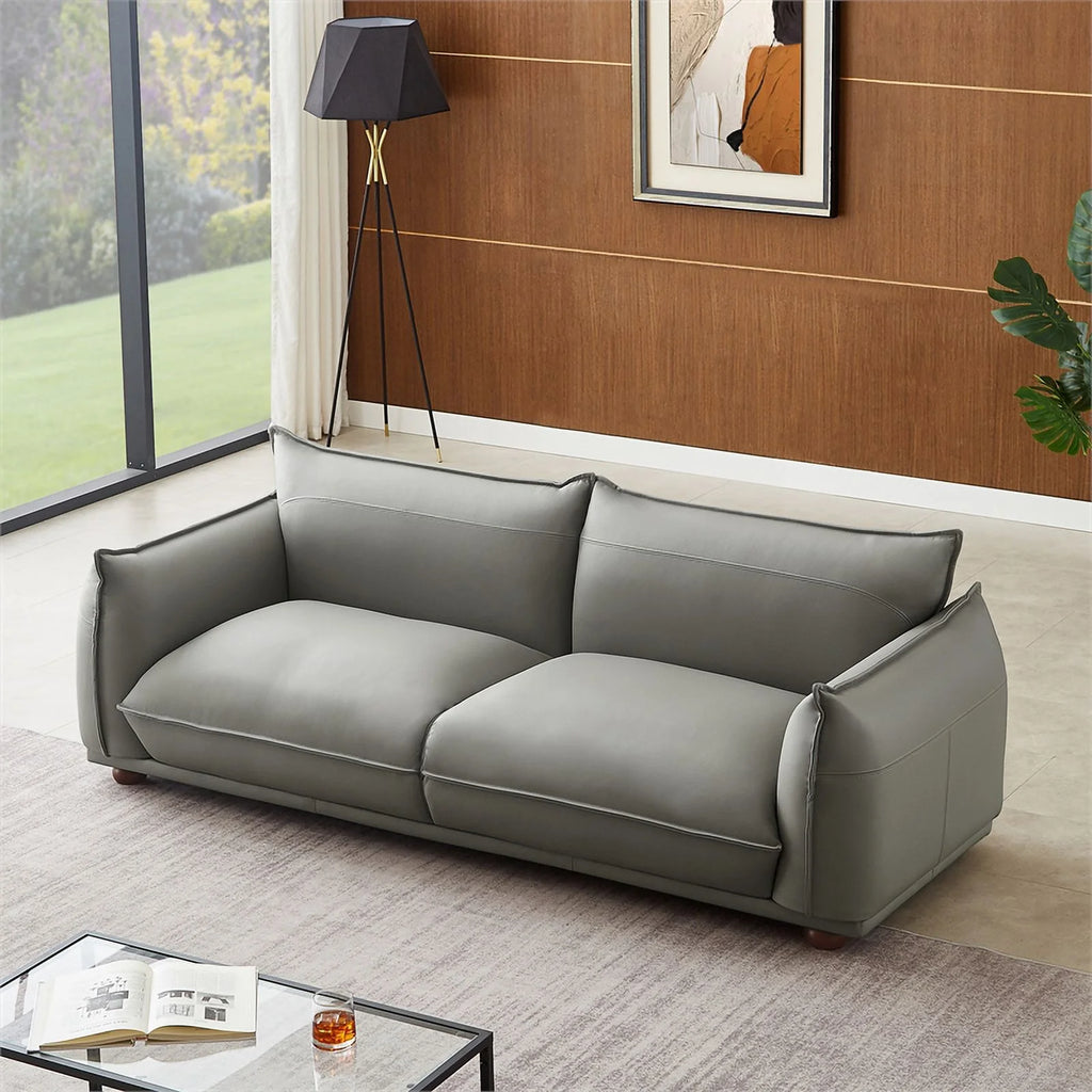 Gray Leather Living Room Couch Q910561