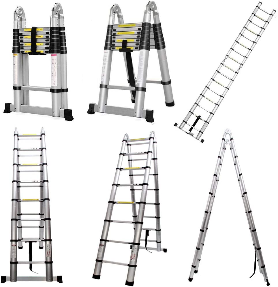 16.5Ft Aluminum Telescoping Ladder, 330lbs Load Capacity S90012