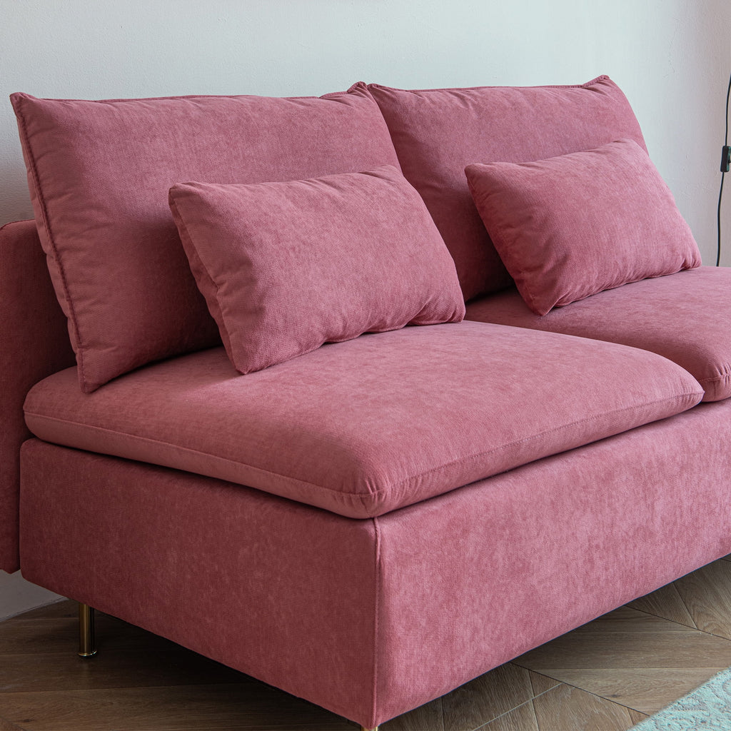 Pink Cotton Linen Armless Loveseat I12431