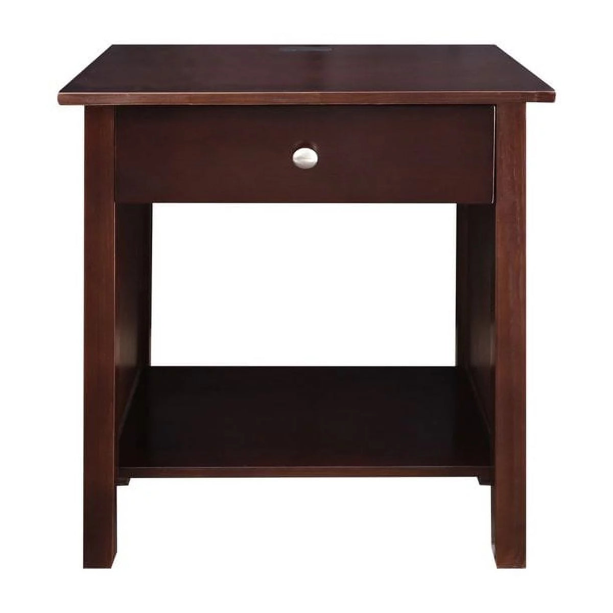 Espresso Wooden Nightstand with USB Ports and One Drawer I6892