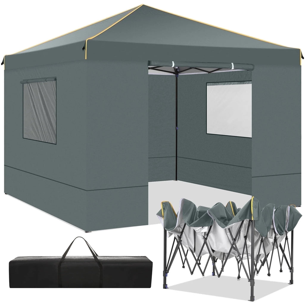 10' x 10' Pop up Canopy with 4 Removable Sidewalls and Carry Bag E181