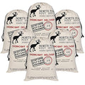 6 Pack Large Canvas Cotton Christmas Bags with Drawstrings Y5568