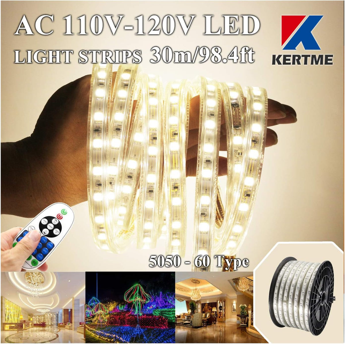 RGB LED Strip Lights with Remote (164ft/50m) V437