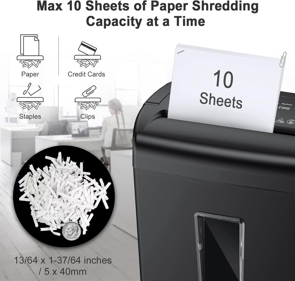 10-Sheet Cross-Cut Paper Shredder with 5.5 Gallons Wastebasket, Black C2353