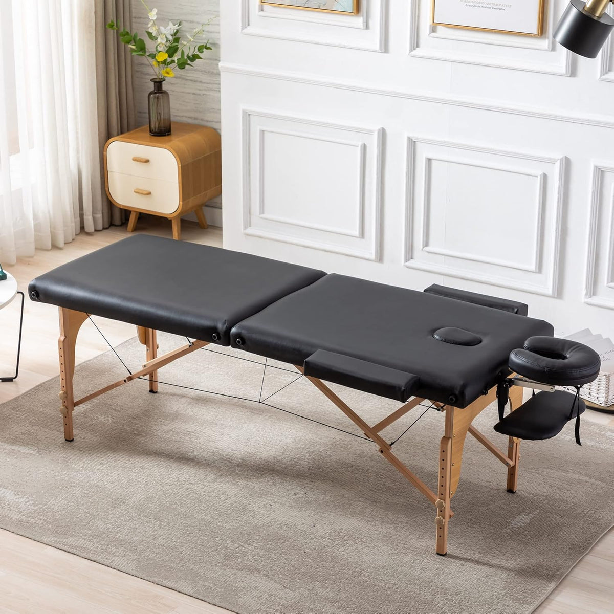 Portable Memory Foam Massage Table 84 Inches Long 28 Inches Wide Foldable Spa Bed with Carrying Case O647245