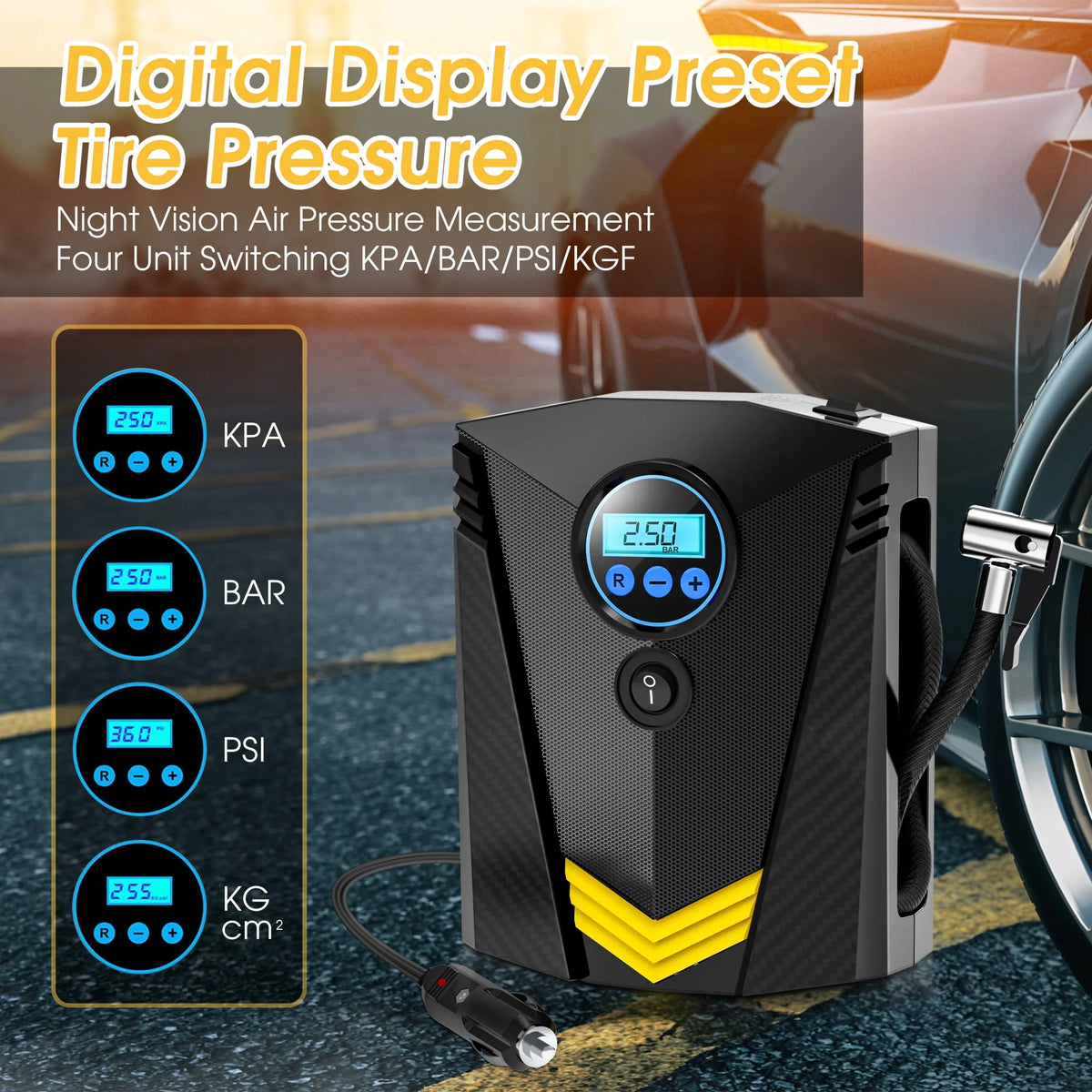 Portable 12V DC 150PSI Air Compressor Tire Inflator with LED Light Gauge R40752