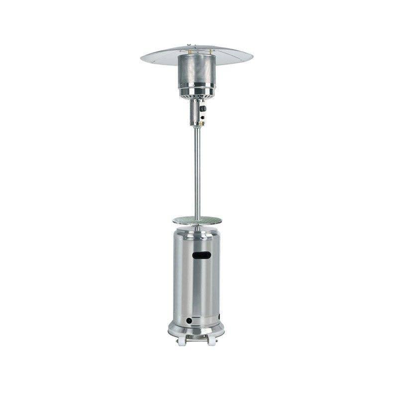 Tall Hammered Bronze and Stainless Steel Patio Heater with Table Z707782